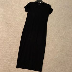 HATCH maternity size 1 fitted knit midi dress in black with short sleeves